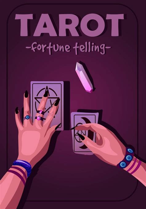 cartel de lectura de tarot con iluminación violeta púrpura y texto