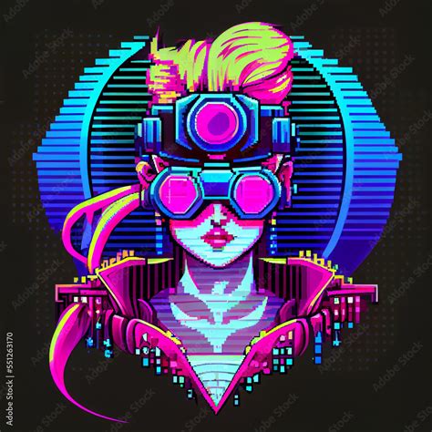 Cyberpunk Pixel Art Stock Illustration | Adobe Stock