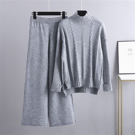 Warm Cashmere Sweater And Pants Sets For Women Socohoodie