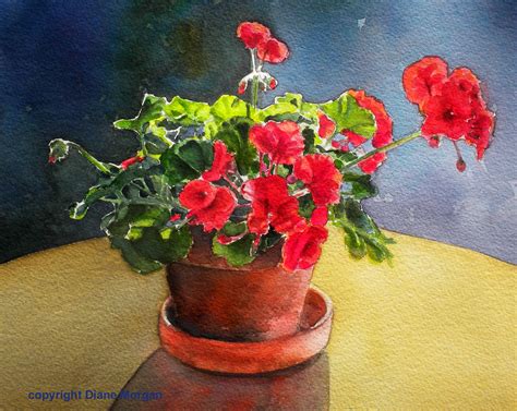 Diane Morgan Paints Red Geranium Watercolor Demo From Saturday S Class