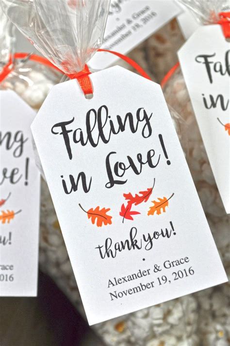 Fall Wedding Favor Tags Falling In Love Favor Tags Wedding Thank You