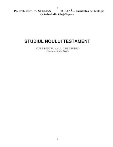 Pdf Prstelian Tofana Studiul Noului Testamentepistolele Pauline