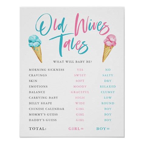 Old Wives Tale Wives Tales Gender Reveal Party Decorations Baby