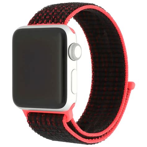 Bracelet Boucle Sport En Nylon Apple Watch Sportif Rouge Noir