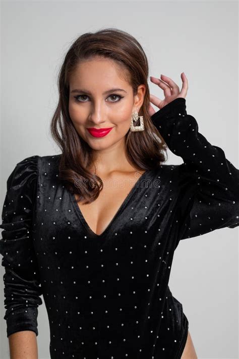 Vertical Photo Attractive Fashionable Modern Brunette Woman With Make
