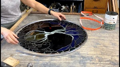 Framing Stained Glass Pieces With Lead Came Youtube