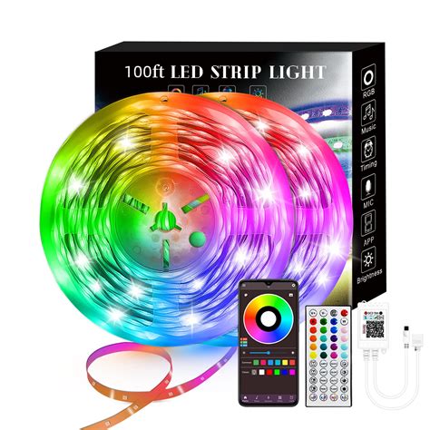 100FT Smart LED Strip Lights (2 Rolls of 50ft), RGB Strip Lights Sync to Music with 40 Key ...