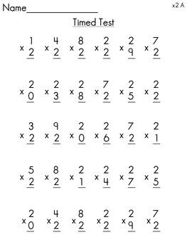 Printable Multiplication Time Test