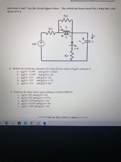 Solved Questions 6 And 7 Use The Circuit Figure Below The