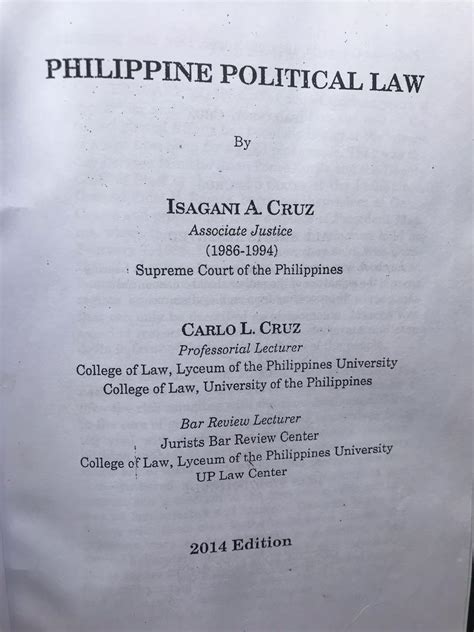 Philippine Political Law By Isagani Cruz And Carlo Cruz Hobbies Toys