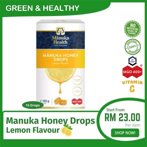 Manuka Health Manuka Honey Drops Mgo400 With Lemon Flavour 15s