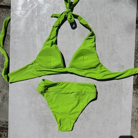 Salty Bottom Swim Sample Green Bikini Set Top Depop