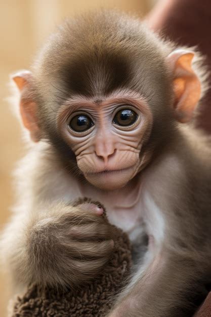 Premium Ai Image A Baby Monkey Is Holding A Stuffed Animal