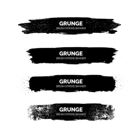 Banners De Trazo De Pincel Negro Grunge Vector Gratis