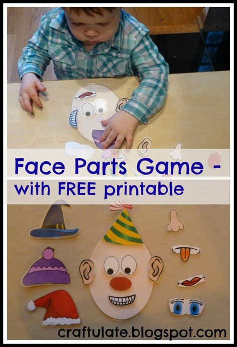 Craftulate Face Parts Game With Free Printable Toddler Activities