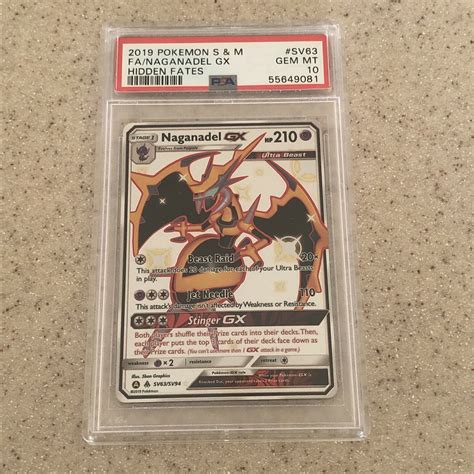 Mavin 2019 Pokémon Hidden Fates Full Art Naganadel GX SV63 SV94 PSA