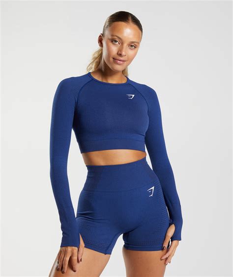 Gymshark Vital Seamless 2 0 Crop Top Evening Blue Marl Gymshark