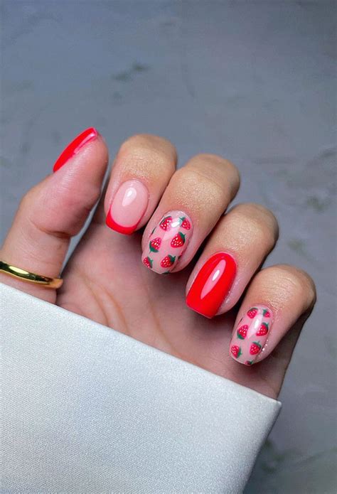 Chic Short Nail Art Designs For Maximum Style Strawberry Nails