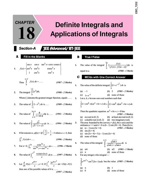 SOLUTION IIT JEE Advanced And JEE Main Definite Integrals And