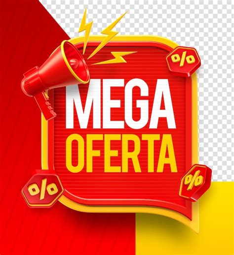 Label Mega Offer em português renderização 3d para campanha de