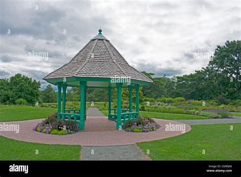 Cute Gazebo At Colonial Park Gardens In New Jersey On A Partly Cloudy