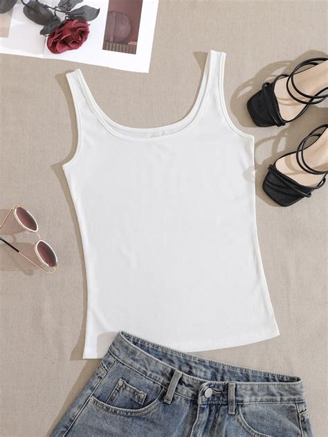 SHEIN Essnce Top Tank Unicolor De Cuello Scoop