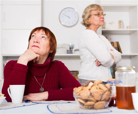 Senior Woman Offended After Quarrel With Friend Stock Image Image Of