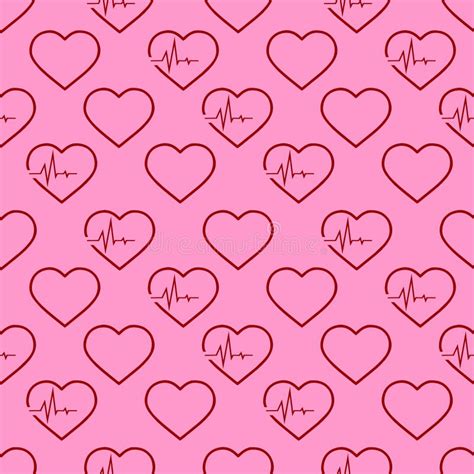 Simple Seamless Pattern Of Red Hearts On A Pink Background Texture