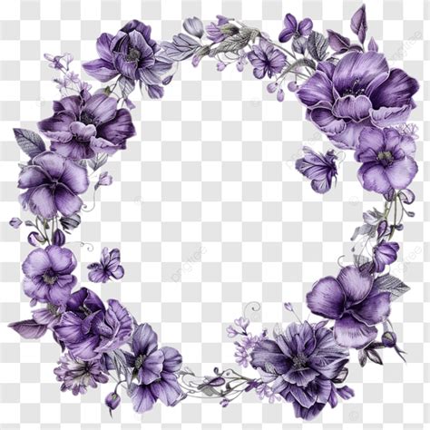 Purple Floral Frame Transparent Background Floral Fram Design PNG