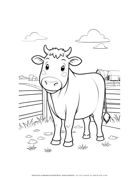 Charming Cow Coloring Page For Children Delightful Farm Coloring Activity