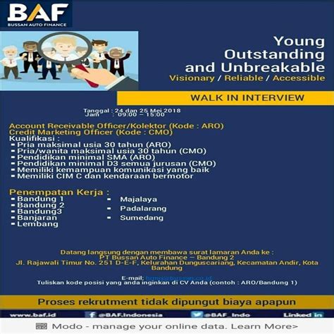 lowongan kerja bussan auto finance baf bandung terupdate