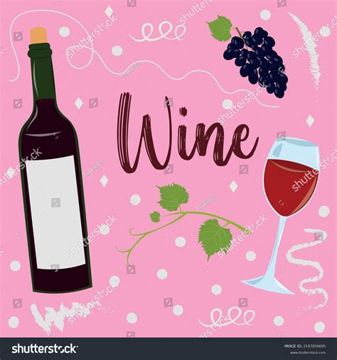 Wine Set Vector Illustration Bottle Glass Stock Vector Royalty Free 2187856695 Shutterstock