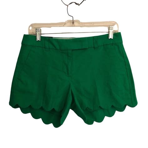 J Crew Shorts Nwt J Crew Green Scalloped 4 Linen Cotton Blend