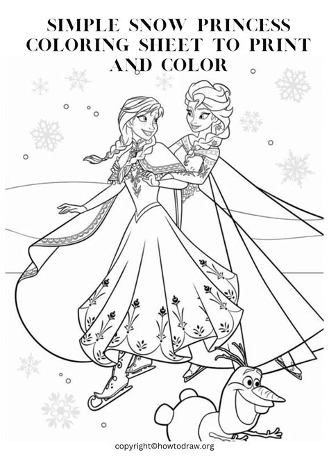 Snow Princess Coloring Page For Kids Free Printable