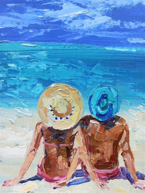 Beach Painting Original Art Couple Portrait Art Seascape Painting ...