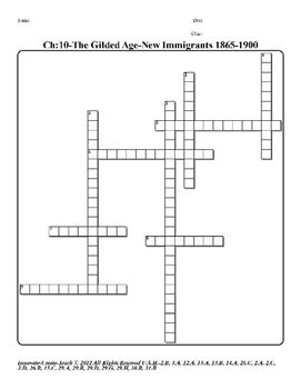 U S History Staar Crossword Puzzle Ch The Gilded Age New Immigrants