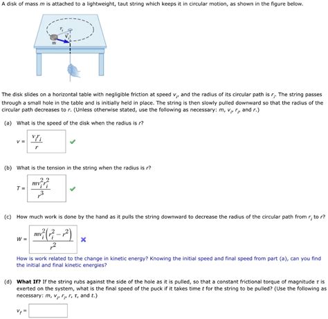 A Disk Of Mass M Is Attached To Lightweight Taut String Which Keeps It