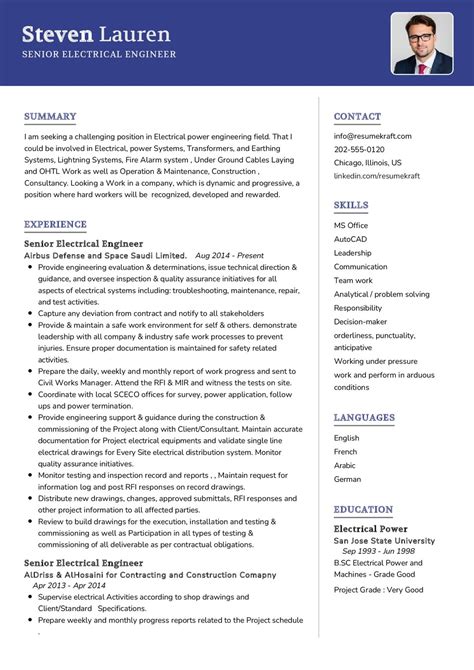 Senior Electrical Engineer Cv Example In Resumekraft