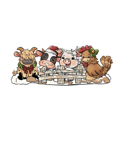 Farm Fresh Christmas Png Christmas Farm Animals Png Mooey Christmas