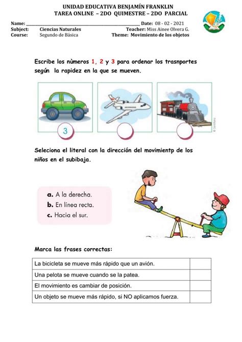 Movimiento De Los Objetos Activity Ciencias Naturales Ciencias De La