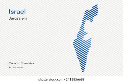 Israel Map Capital Jerusalem Shown Line Stock Vector Royalty Free