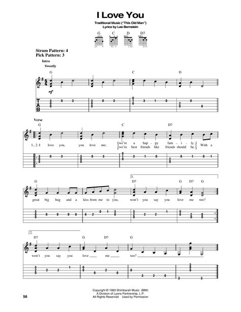 I Love You From Barney By Lee Bernstein Easy Guitar Tab Guitar