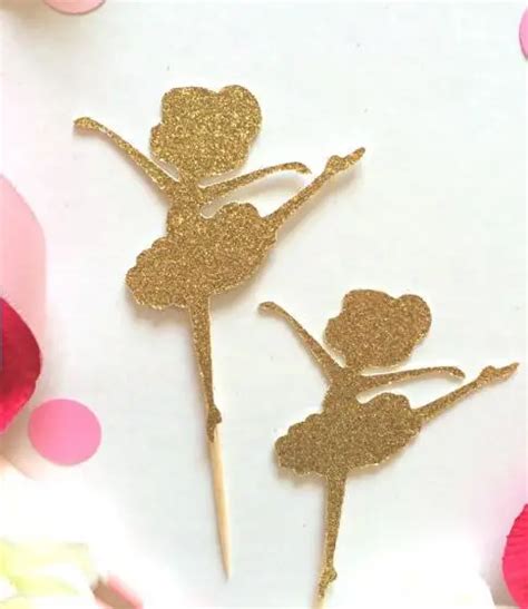 Glitter Sevimli Balerin Cupcake Toppers K Z Bebek Du Vaftiz D N Bale Do