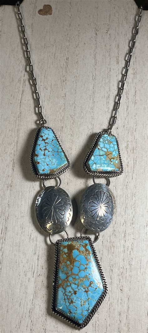 Native American Navajo Spider Web Turquoise Stones St Gem