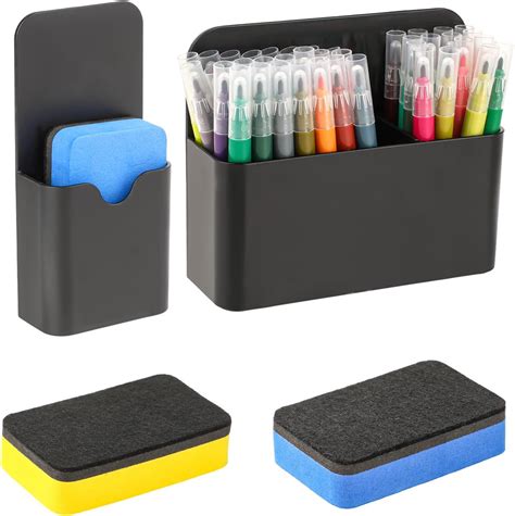 Jeffdad 2 Pcs Magnetic Pen Holder With Magnetic Blackboard Erase