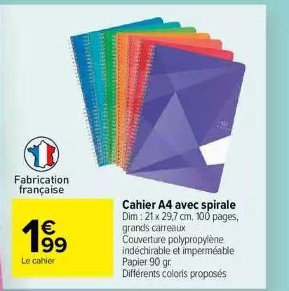 Promo Cahier A Avec Spirale Chez Carrefour Market Icatalogue Fr