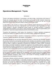 Operations Management Toyota Pdf Operations Management Toyota