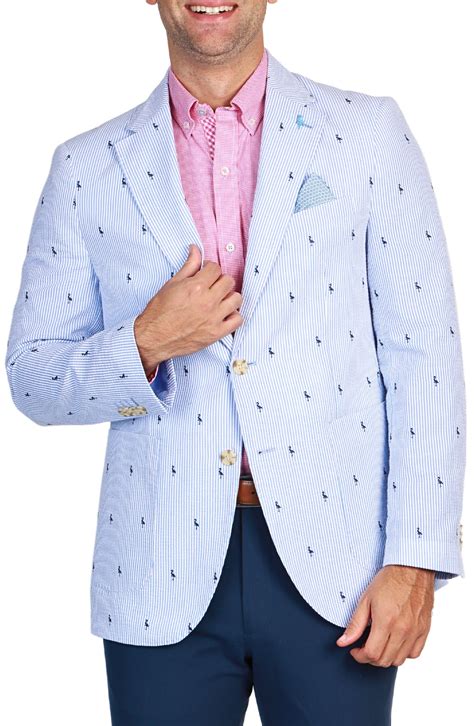 Tailorbyrd Pinstripe Seersucker Sport Coat In White For Men Lyst