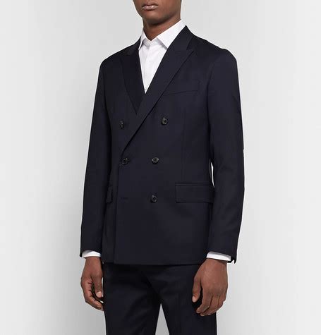 Paul Smith Midnight Blue Soho Slim Fit Double Breasted Wool Suit Jacket