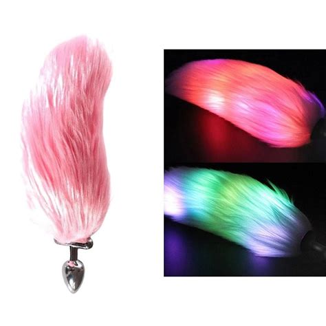 Plug Anal Alumínio Cauda Rosa Curta LED Colorido x Cm Shopee Brasil